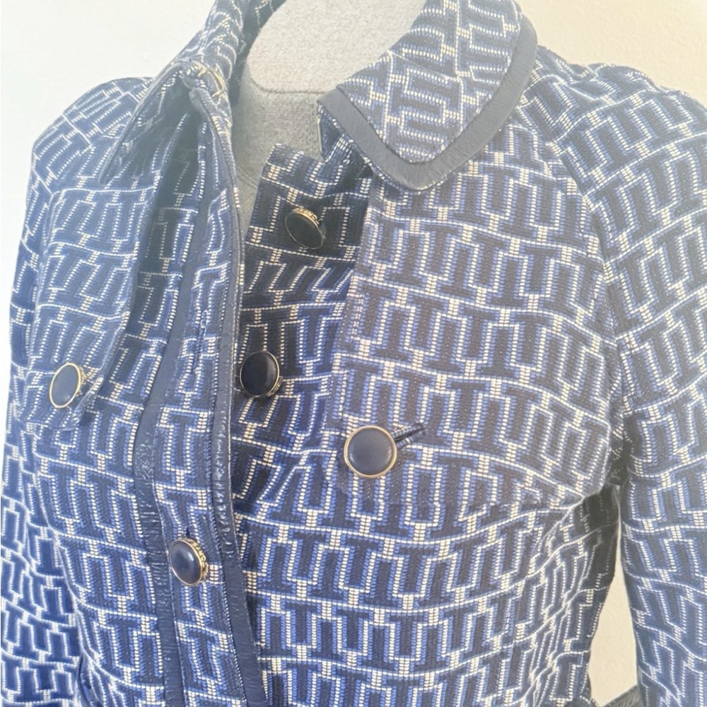 Tory Burch Navy Patterned Trench Coat NWT - Picture 6 of 12